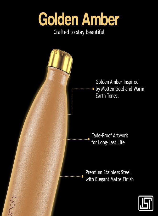 Perch Retro Hot and Cold Stainless Steel Water Bottle 980ml | Triple-Layer Vacuum Insulated Bottle| ISI Certified, Leakproof & BPA-Free | Ideal Gift for Men, Women & Parents | Golden-Amber - Image 5